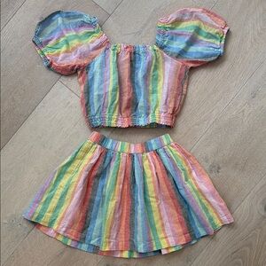 Gap Kids Linen-Cotton Puff Sleeve Top + Pull-On Skirt Set